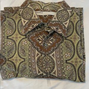 Perry Ellis Olive and Brown Paisley Shirt